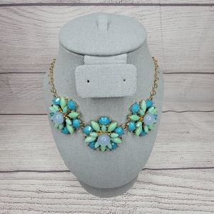Turquoise, Blue, Gold Flower Statement Necklace